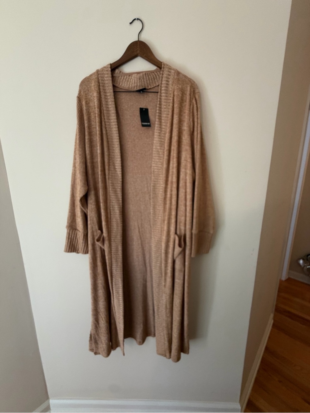 torrid Longline Ribbed Tan Brown Open-Front Duster Cardigan, Size 5, NWT